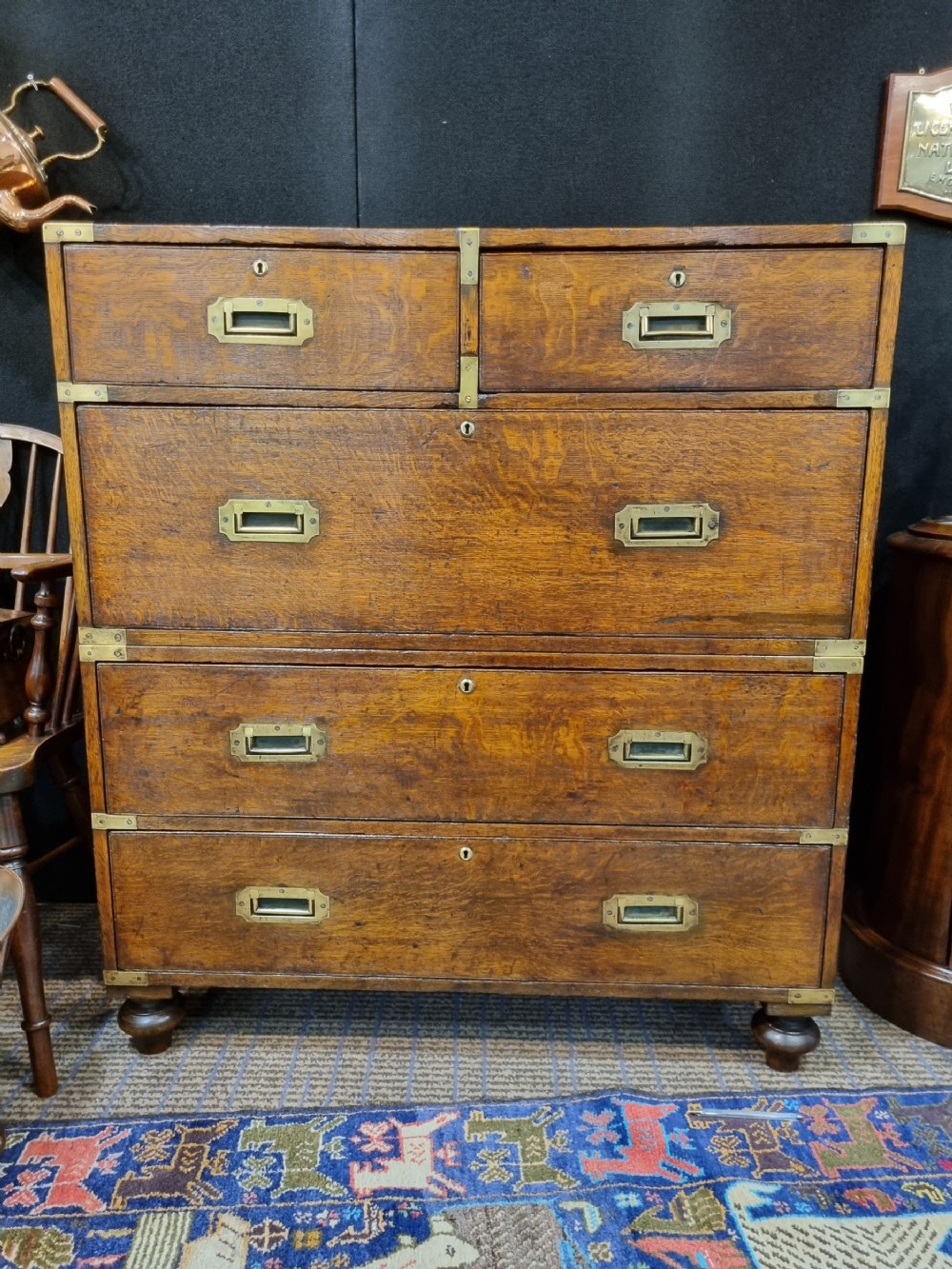 MILITARY CHEST IN 2 PARTS OF SMALL SIZE,.19THC LONDON MAKER 