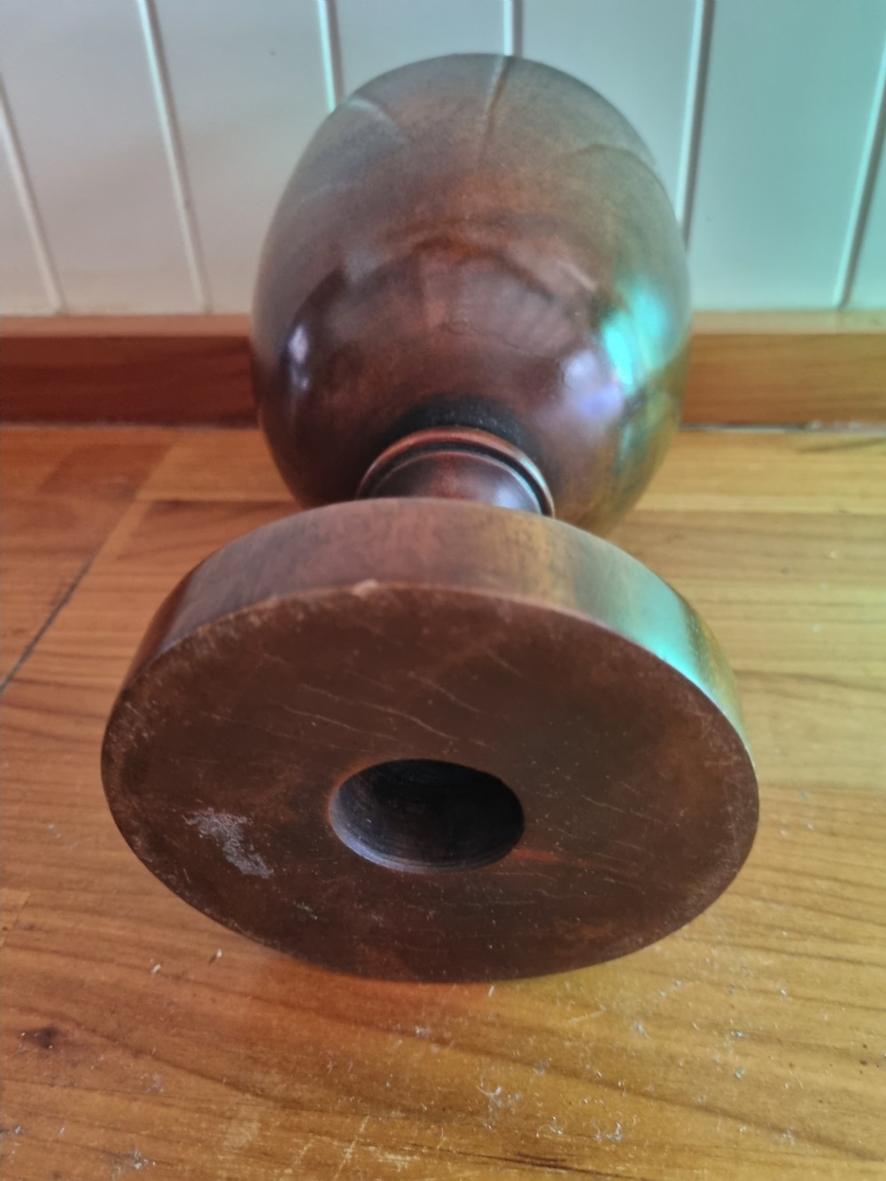 A LARGE PAIR OF 19THC TREEN GOBLETS AND COVERS WITH ORMULU FINIALS. View V