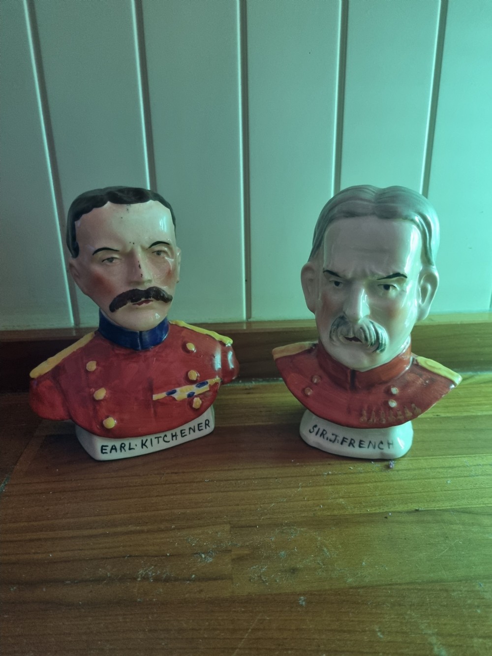 EARL KITCHENER AND SIR  JOHN FRENCH STAFFORDSHIRE BUSTS C1890 View V