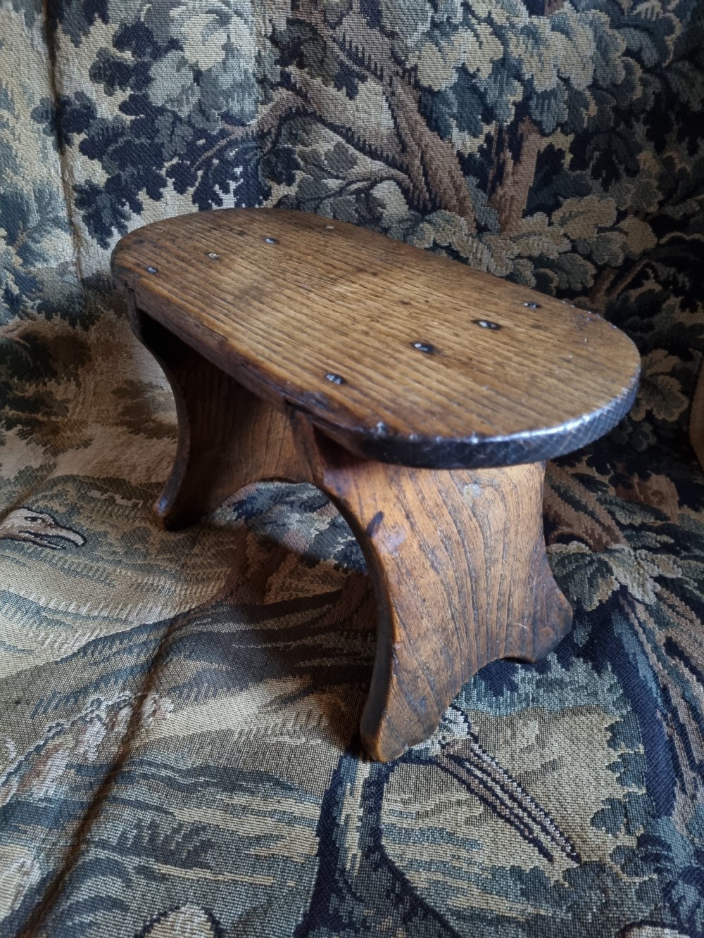 A 19TH C RUSTIC ELM STOOL.OF GOOD COLOUR View II