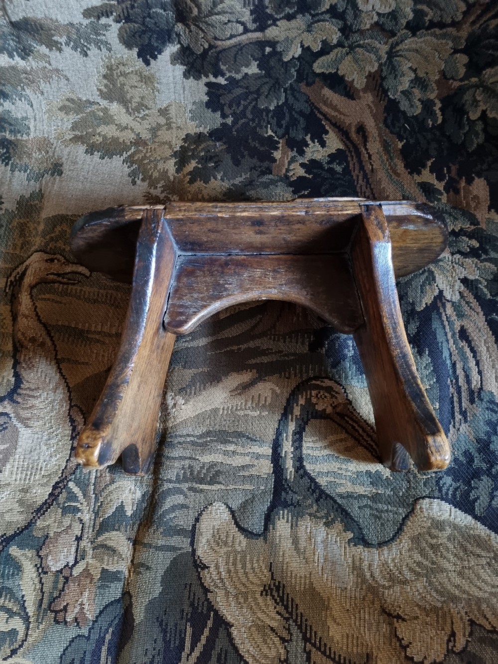 A 19TH C RUSTIC ELM STOOL.OF GOOD COLOUR View IV