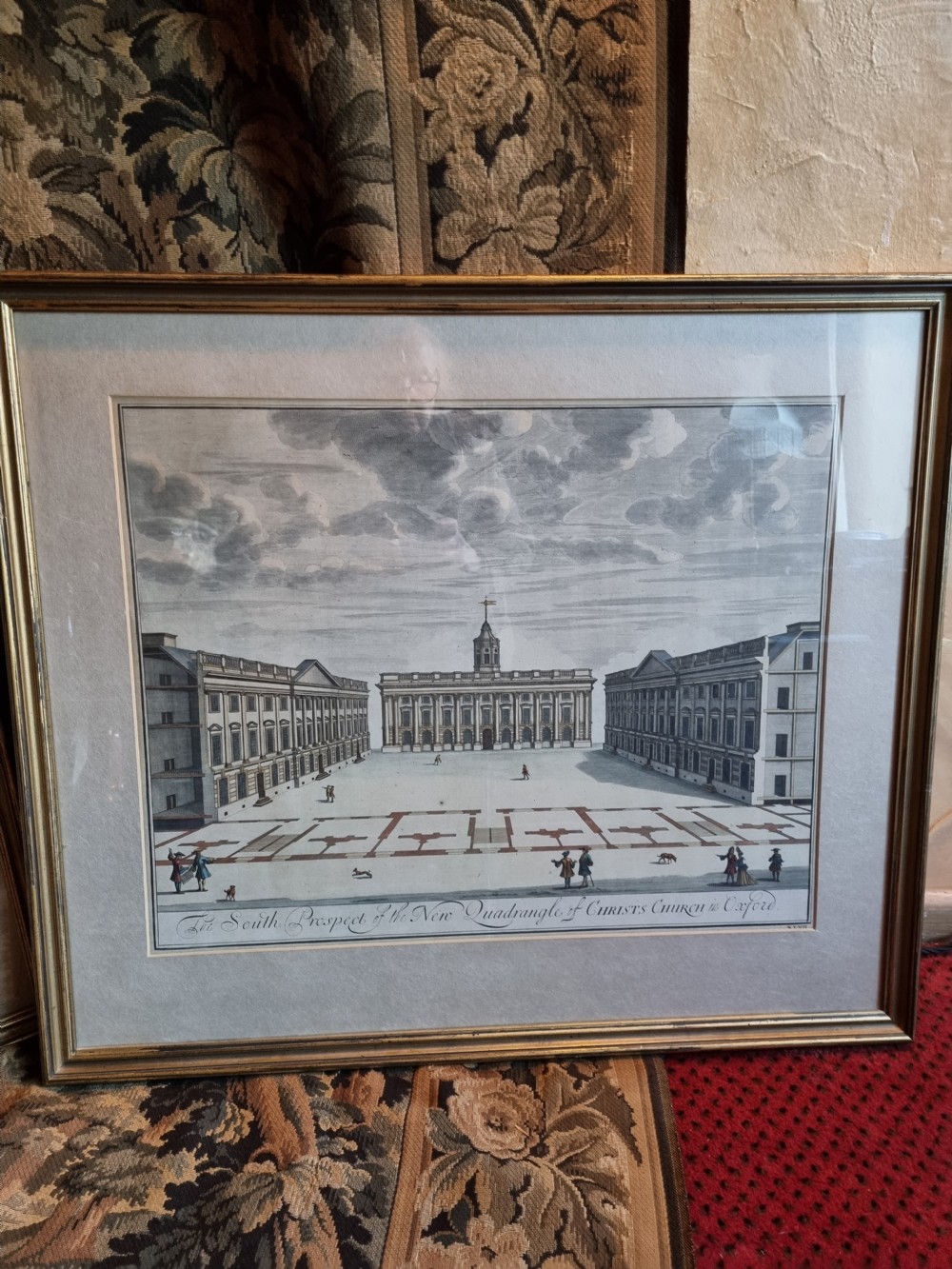 2 LARGE L17THC /E18THC  ENGRAVINGS OF CHRIST CHURCH COLLEGE OXFORD View III