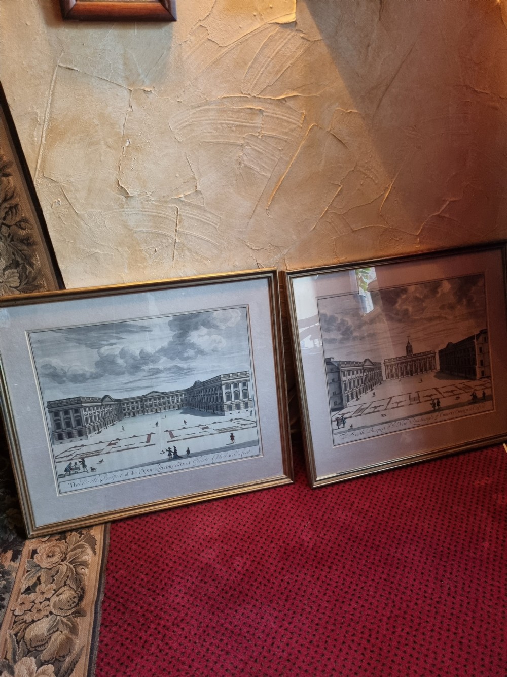 2 LARGE L17THC /E18THC  ENGRAVINGS OF CHRIST CHURCH COLLEGE OXFORD View V