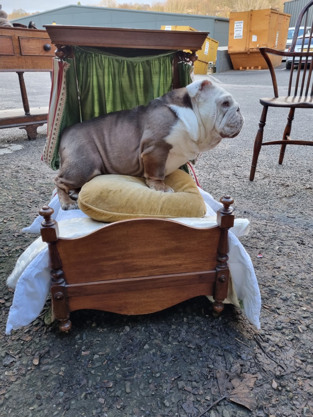 AN UNIQUE 19THC MAHOGANY HALF TESTER BED FOR A  DOG/CHILD? View II