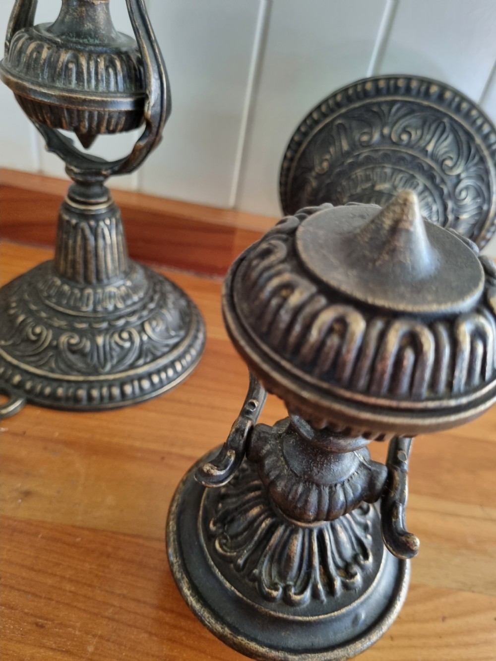 PAIR OF LATE 19THC ROCOCO BRASS GIMBAL WALL CANDLE LIGHTS View III