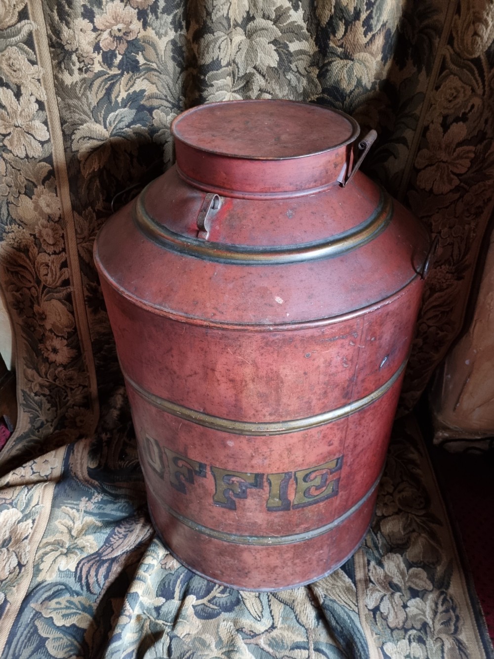 LARGE ANTIQUE PAINTED COFFEE CANISTER  View VI