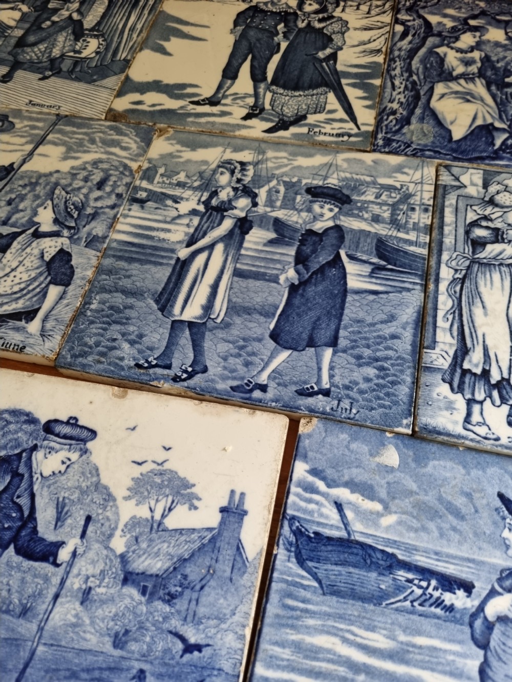 11 MONTHS OF THE YEAR WEDGWOOD BLUE AND WHITE AESTHETIC TILES . View III