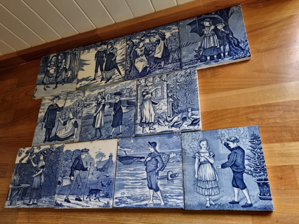 11 MONTHS OF THE YEAR WEDGWOOD BLUE AND WHITE AESTHETIC TILES . View IV