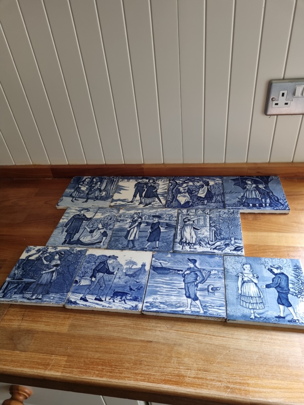 11 MONTHS OF THE YEAR WEDGWOOD BLUE AND WHITE AESTHETIC TILES . View V