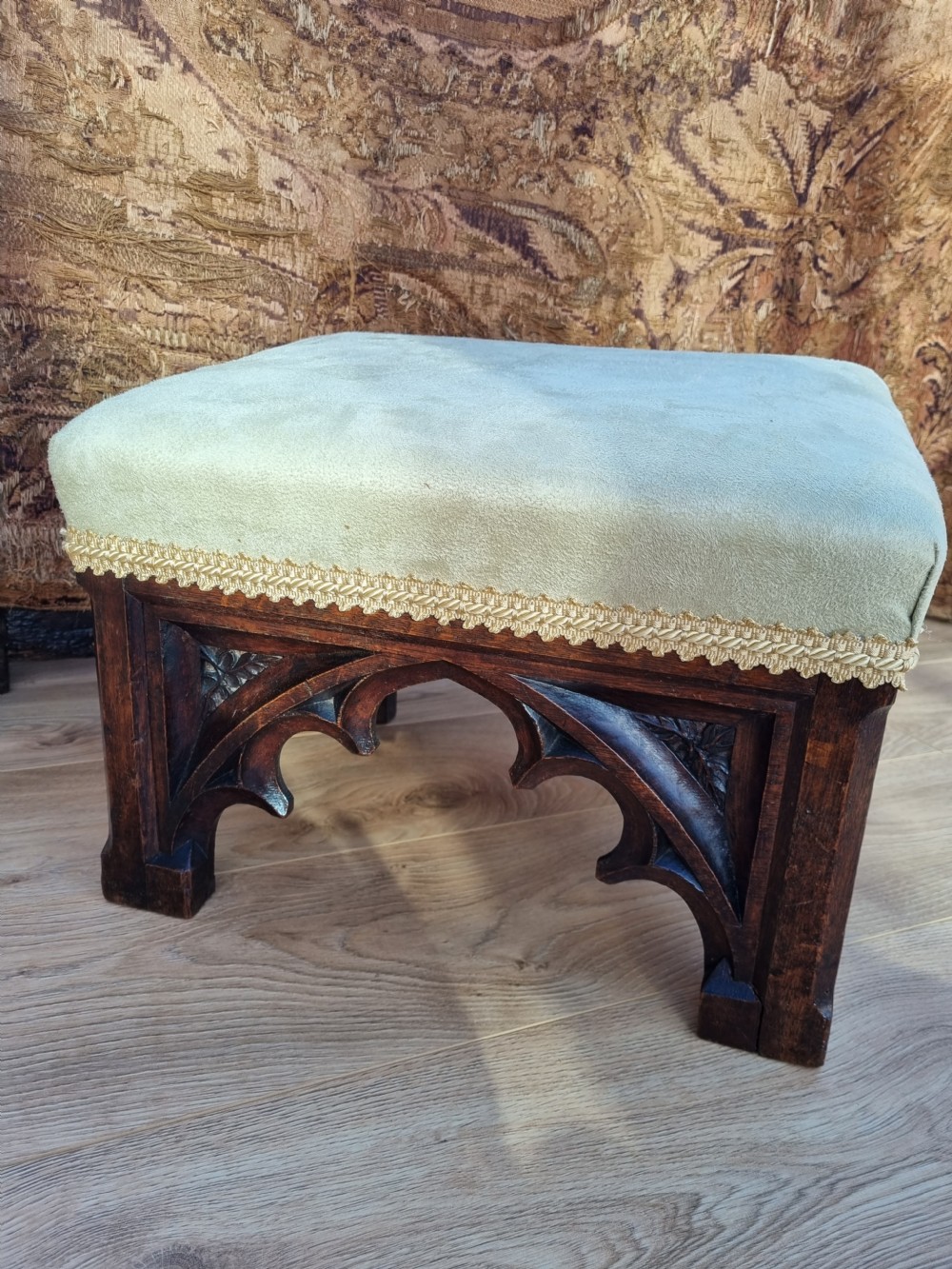 A GOOD 19THC PUGINESQUE GOTHIC OAK STOOL c1850 View VII