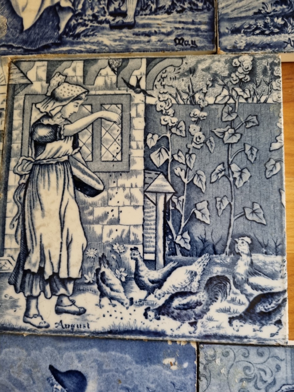 11 MONTHS OF THE YEAR WEDGWOOD BLUE AND WHITE AESTHETIC TILES . View X