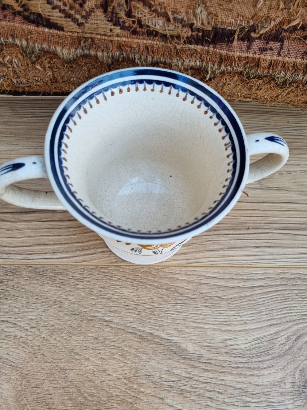 A GOOD DATED 1802 POTTERY LOVING CUP NO RESTORATION OR REPAIR  View IV
