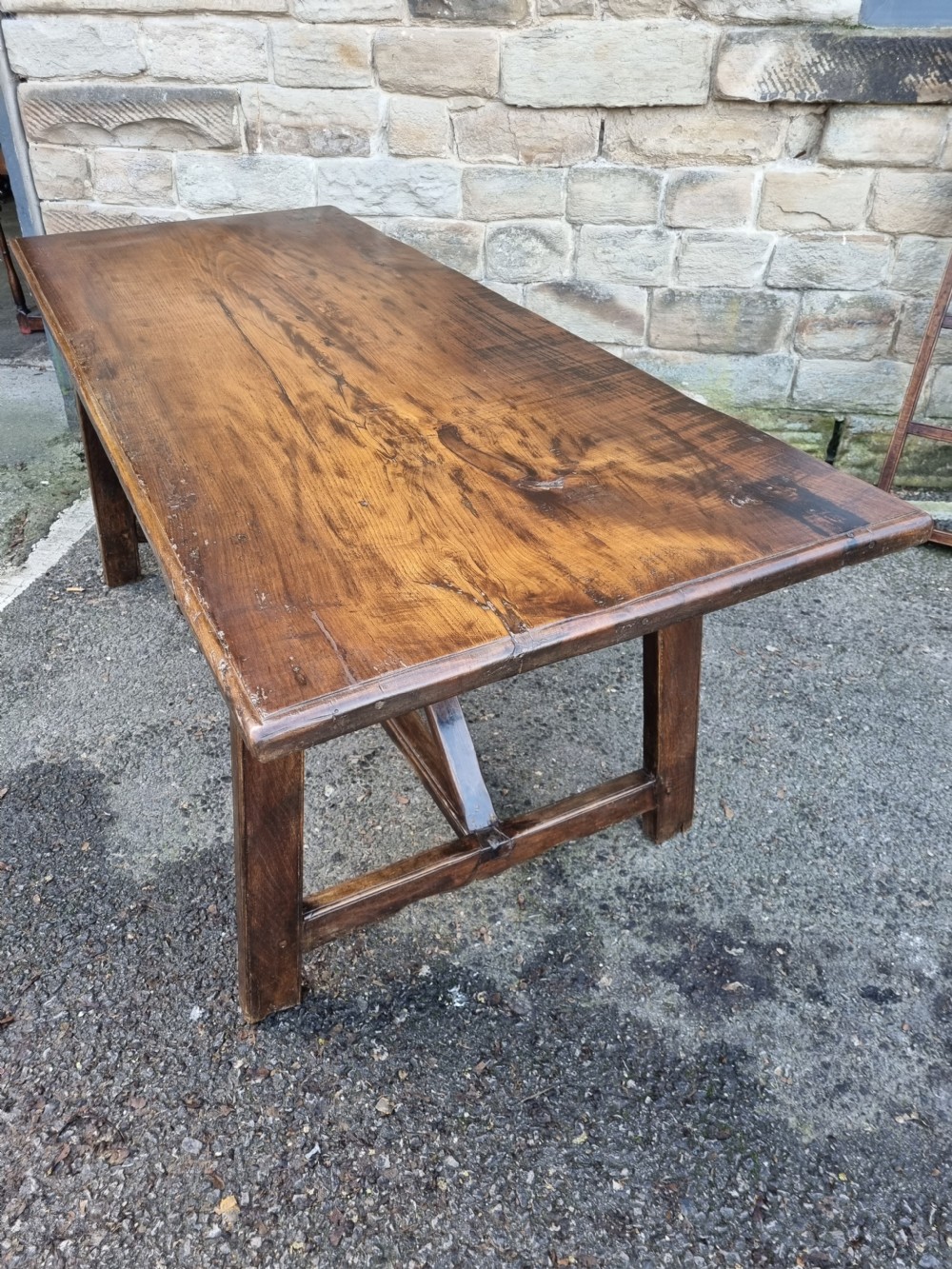 L18THC/E19THC OAK AND ELM FARMHOUSE TABLE 1 PIECE TOP View IX