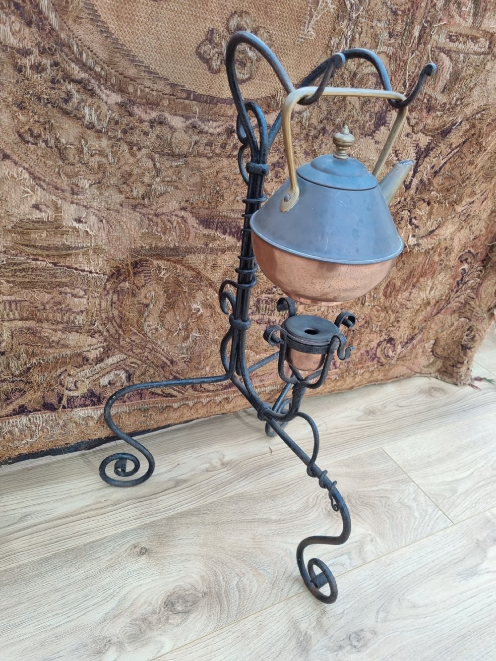 ARTS AND CRAFTS BENHAM AND FROUD  COPPER KETTLE ON STAND 