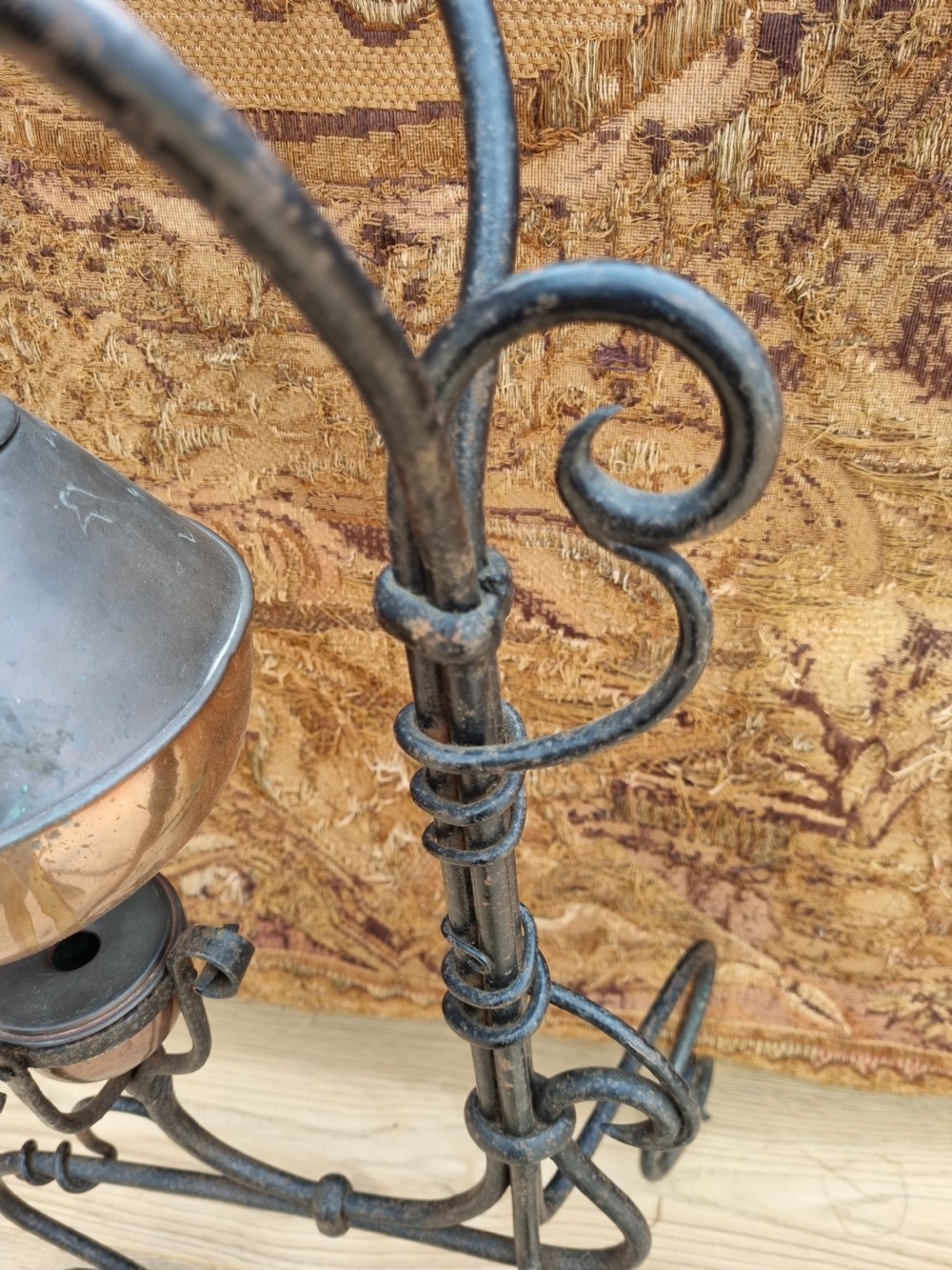 ARTS AND CRAFTS BENHAM AND FROUD  COPPER KETTLE ON STAND  View V