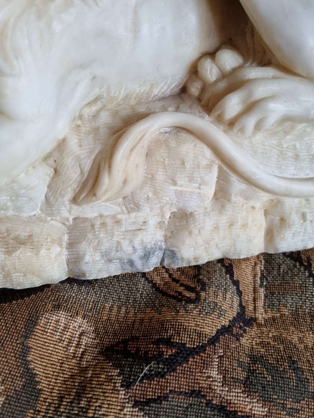 A 19THC CARVED MODEL OF THE LION OF LUCERNE  IN ALABASTER  View VI