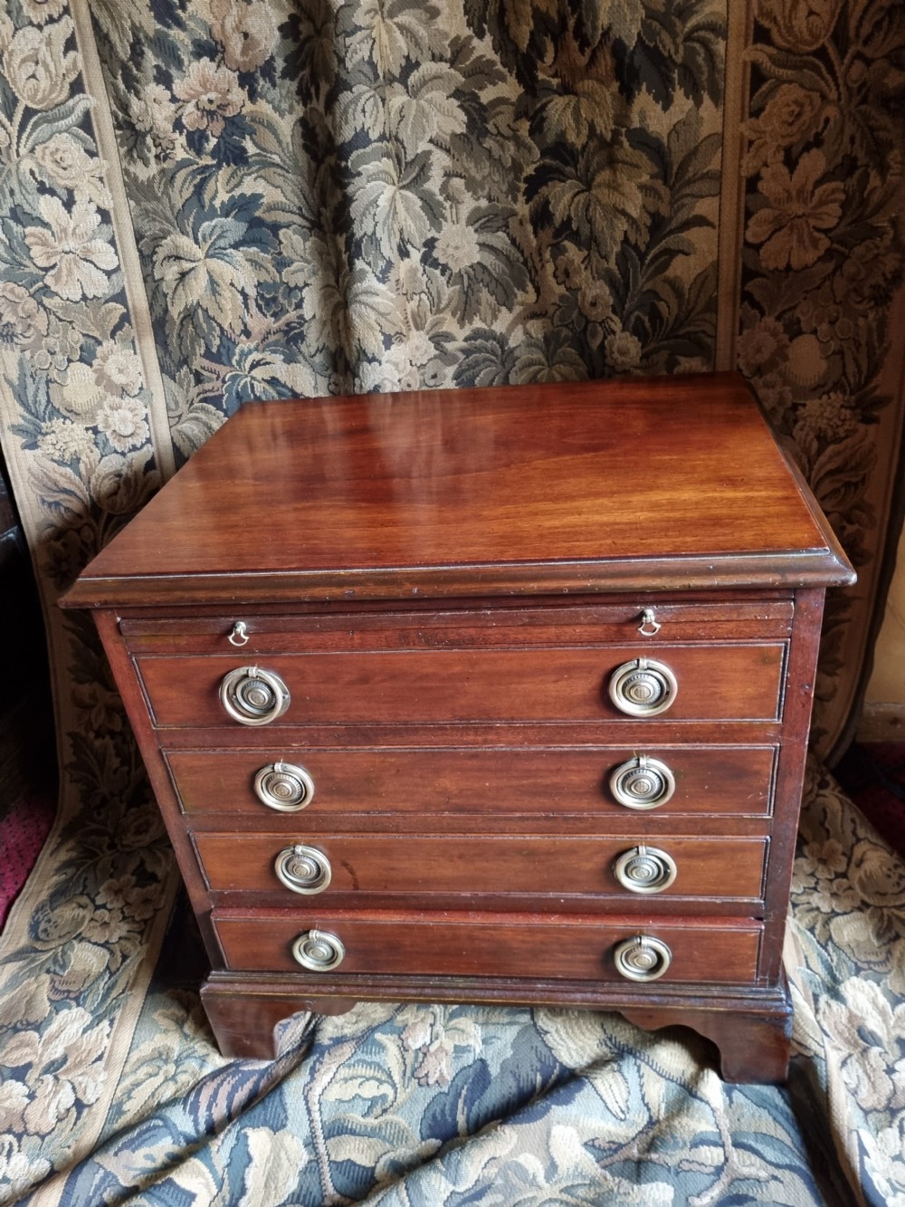  SMALL ANTIQUE MAHOGANY CHEST WITH A SLIDE  View V