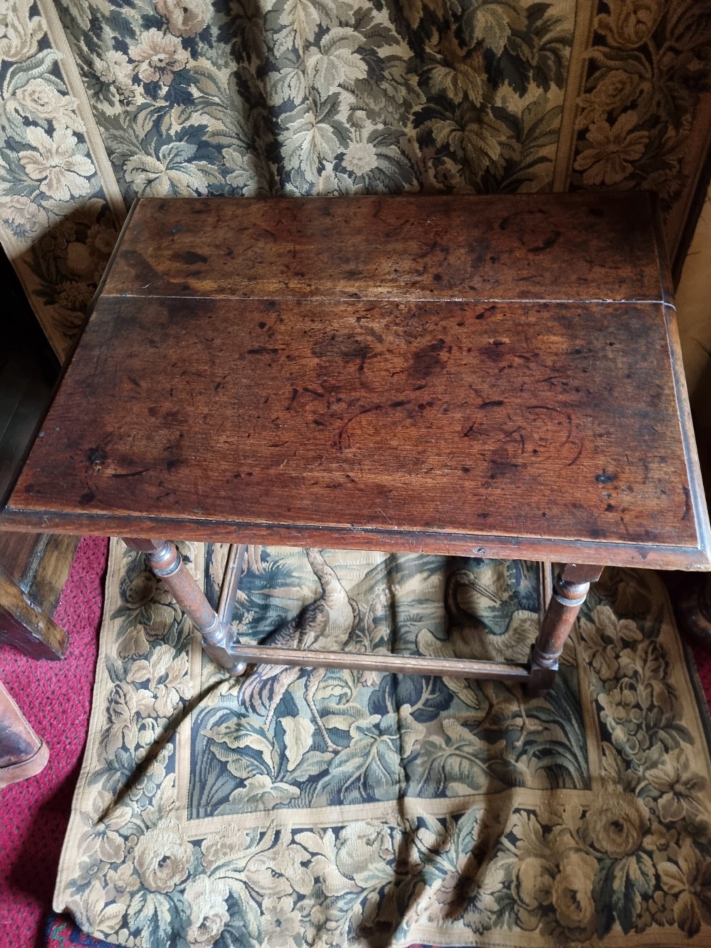 EARLY 18TH C ORIGINAL OAK SIDE TABLE WITH DRAWER. View III