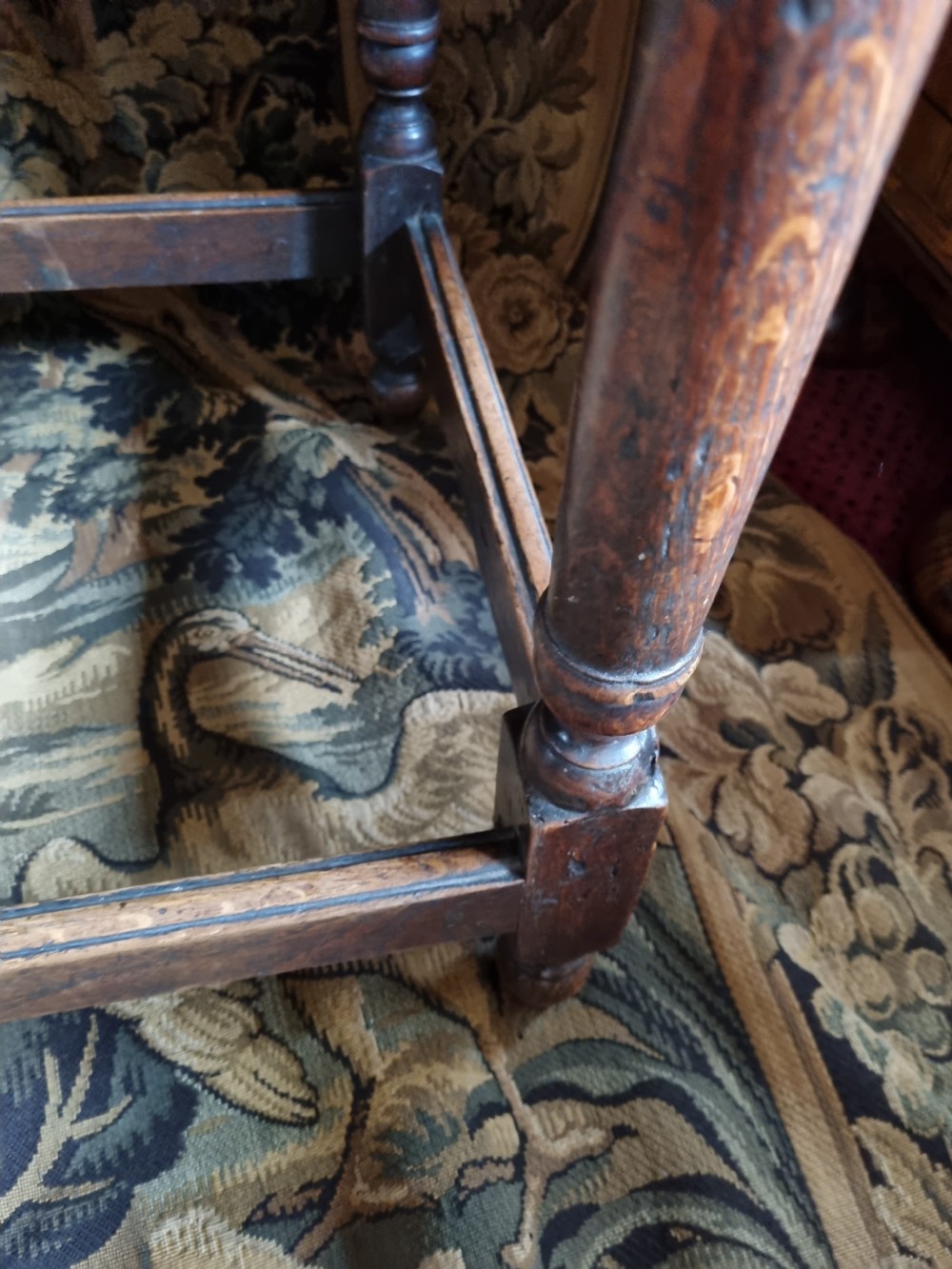 EARLY 18TH C ORIGINAL OAK SIDE TABLE WITH DRAWER. View IV