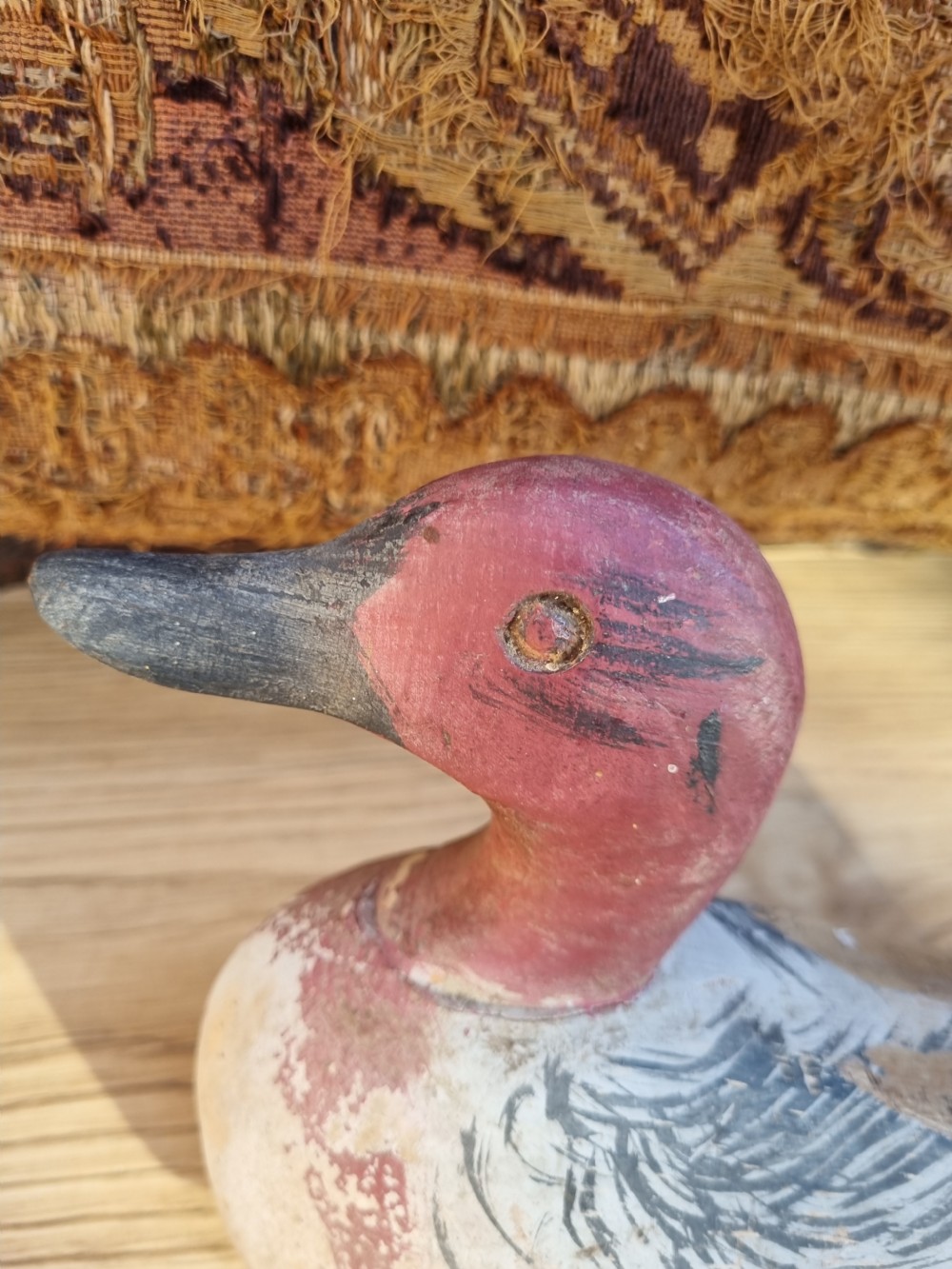 ANTIQUE WOODEN PAINTED DECOY DUCK  View II