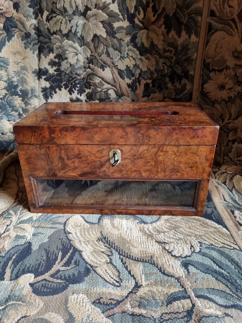 GOOD 19THC WALNUT COUNTRY HOUSE LETTER BOX  View IV