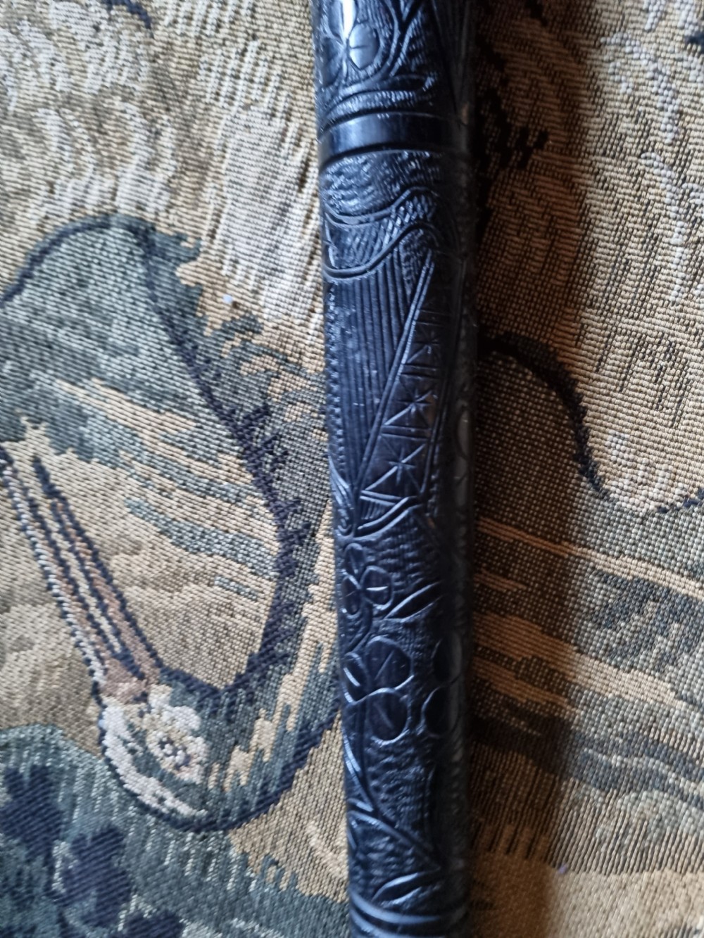 AN IRISH BOG OAK CARVED TRUNCHEON . View III