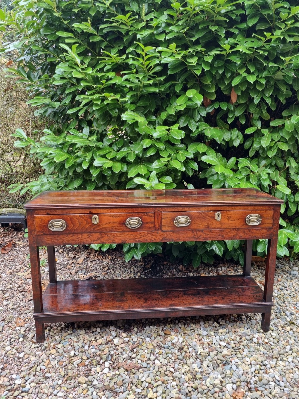 A SUPER SMALL 124CMS L WELSH OAK DRESSER BASE SUPERB PATINA.