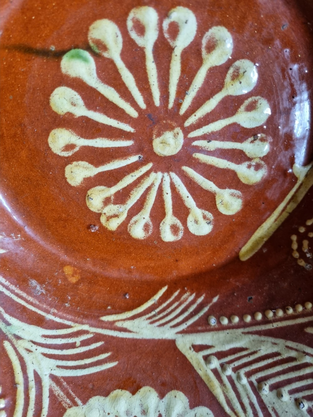 A WONDERFUL ANTIQUE DECORATED LARGE SLIPWARE BOWL View IV