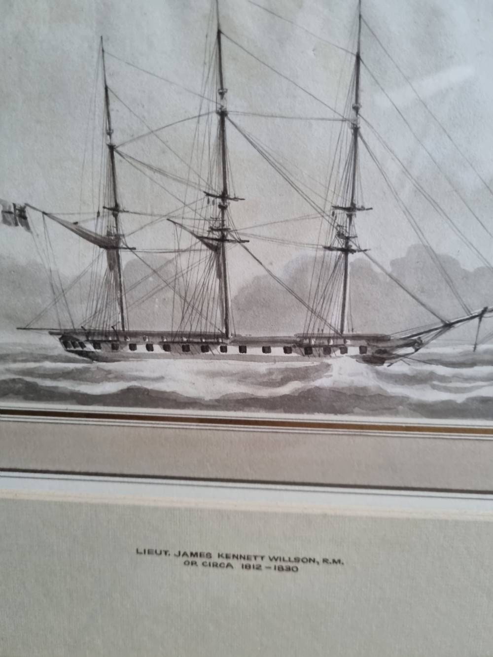 PAIR OF SIGNED 19THC PICTURES OF SAILING AND STEAM SHIPS c1830 View VII