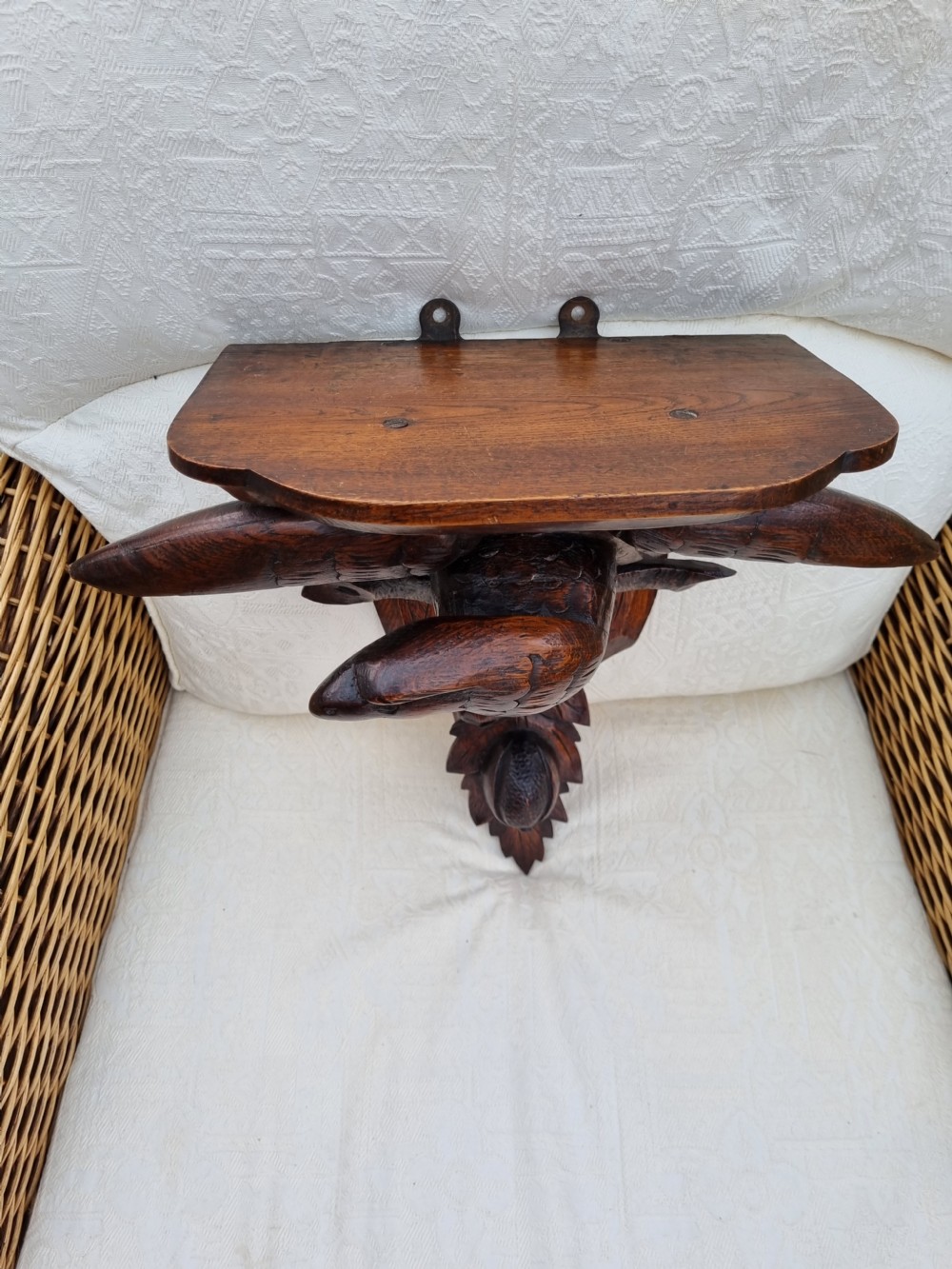 A GOOD LARGE BLACK FOREST CARVED EAGLE SHELF/WALL BRACKET
 View V