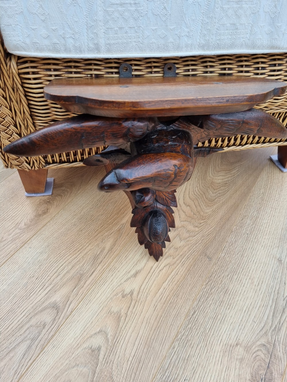 A GOOD LARGE BLACK FOREST CARVED EAGLE SHELF/WALL BRACKET
 View VI