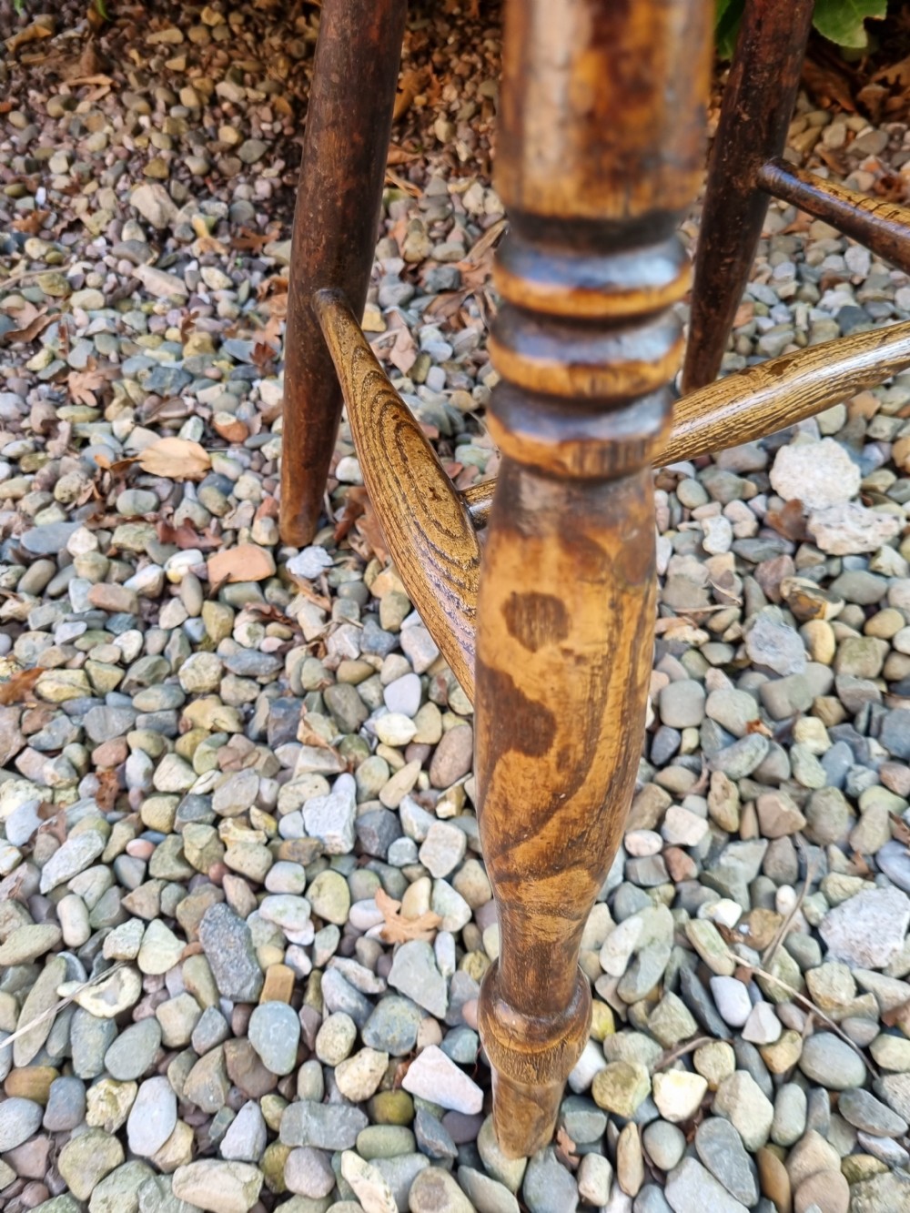 GOOD 19THC CHILDS WINDSOR HIGH CHAIR IN ASH AND ELM View III