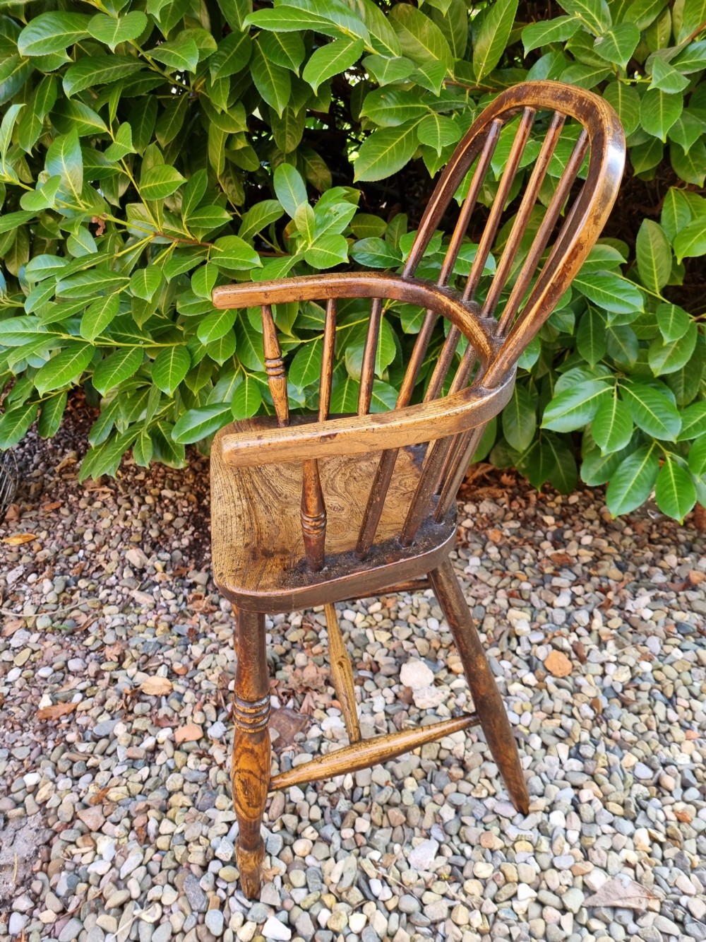 GOOD 19THC CHILDS WINDSOR HIGH CHAIR IN ASH AND ELM View IV