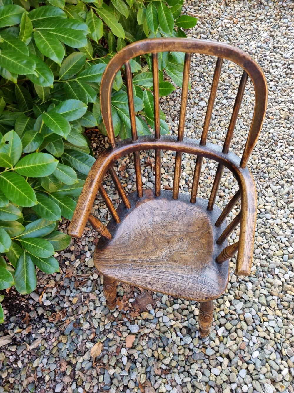 GOOD 19THC CHILDS WINDSOR HIGH CHAIR IN ASH AND ELM View V