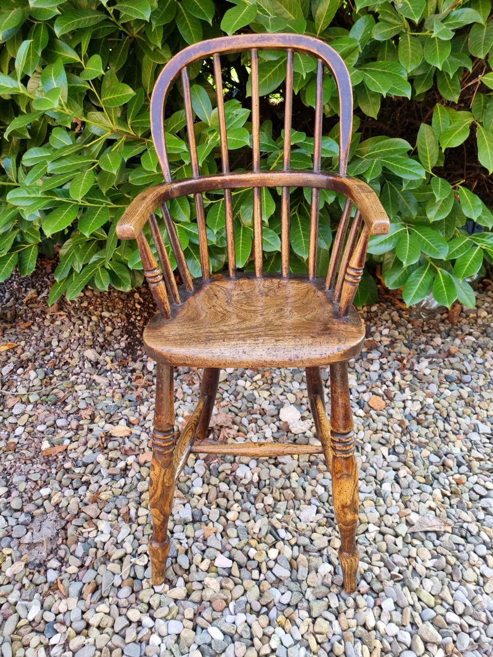 GOOD 19THC CHILDS WINDSOR HIGH CHAIR IN ASH AND ELM View VI