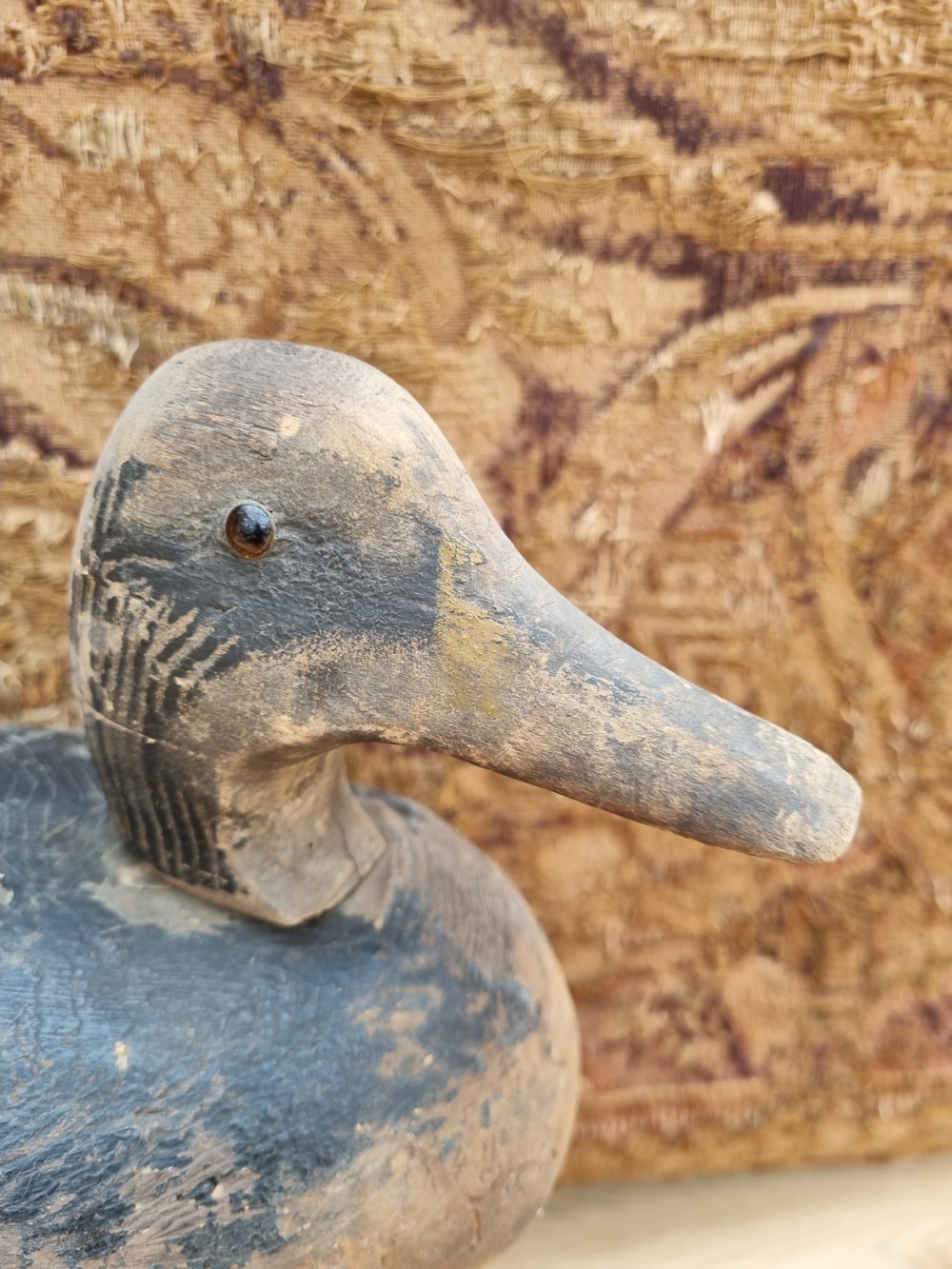 A GOOD ANTIQUE LARGE PAINTED DECOY DUCK (GLASS EYES) View II