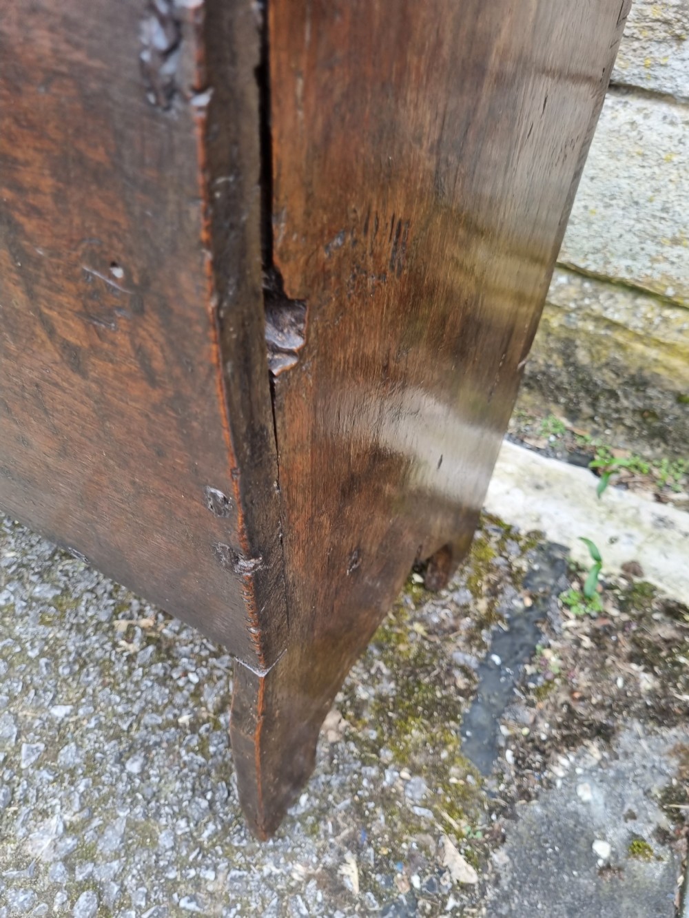 SMALL MID 17THC OAK PANELLED LID ARROW BOX/COFFER View VI