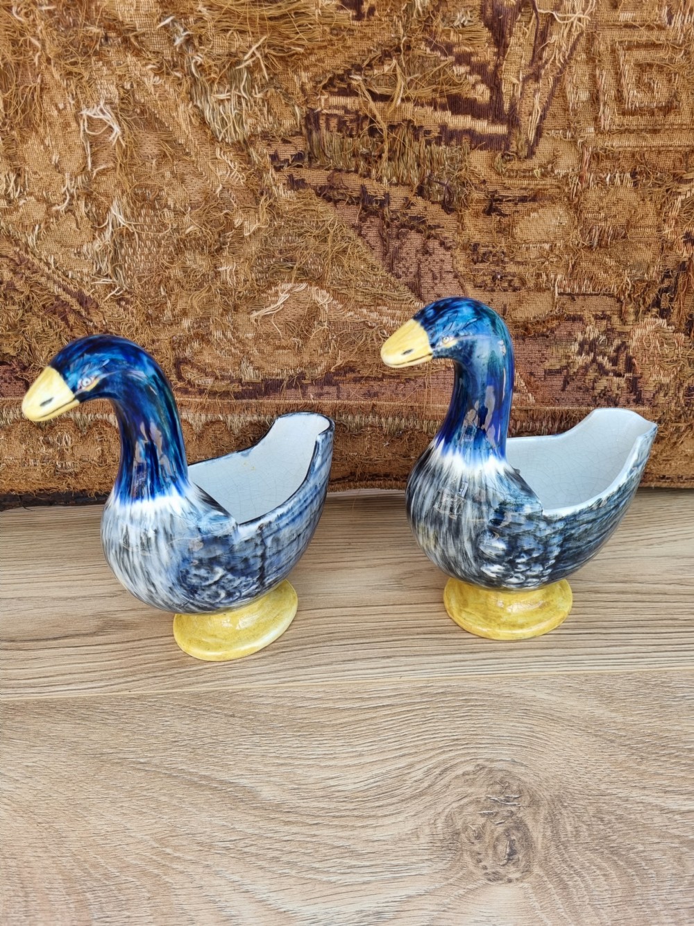 RARE PAIR OF WEMYSS SCOTTISH POTTERY FLOWER HOLDERS. View III