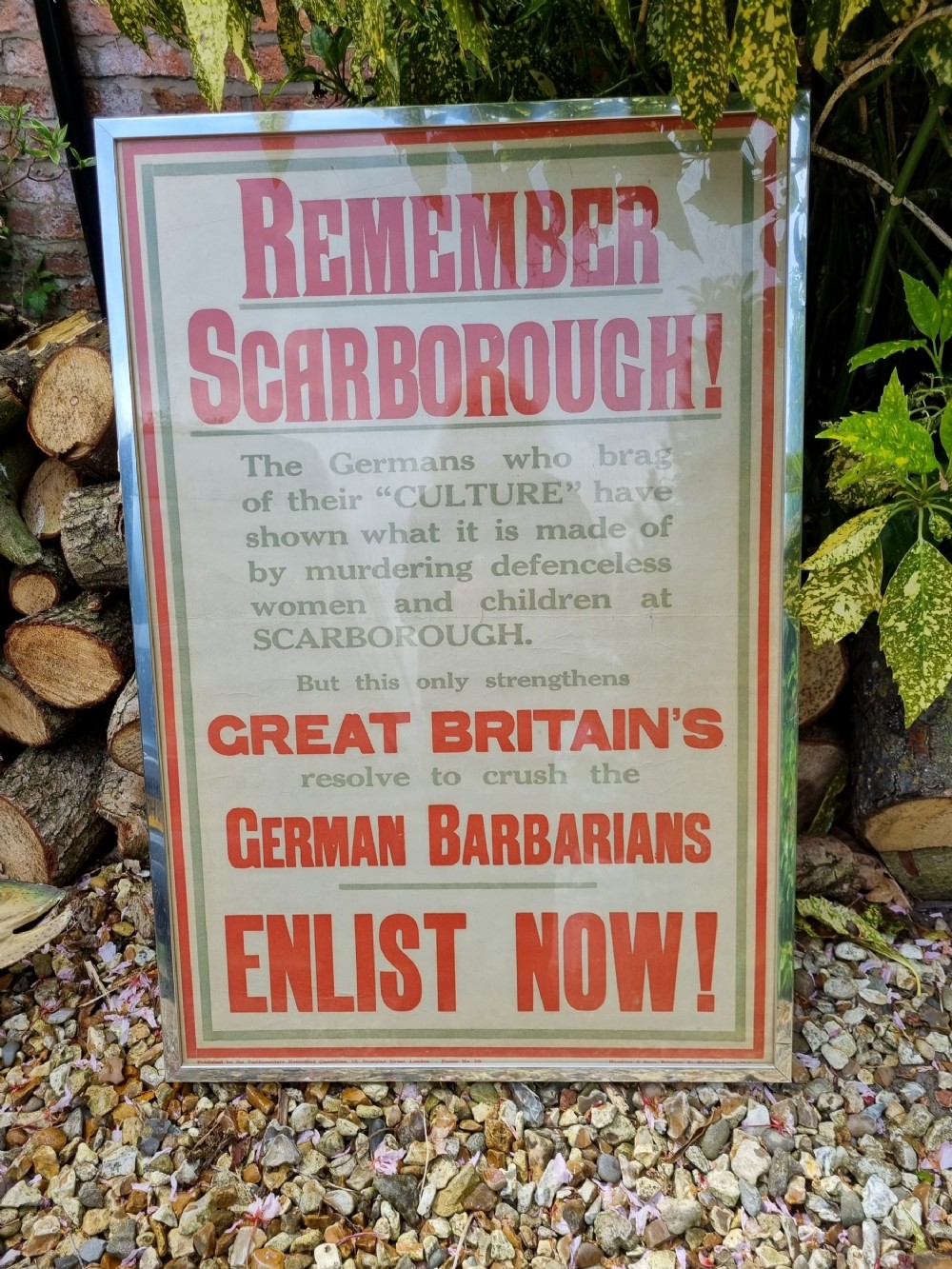  ORIGINAL WW1 RECRUITMENT POSTER CITING THE SCARBOROUGH BOMBING