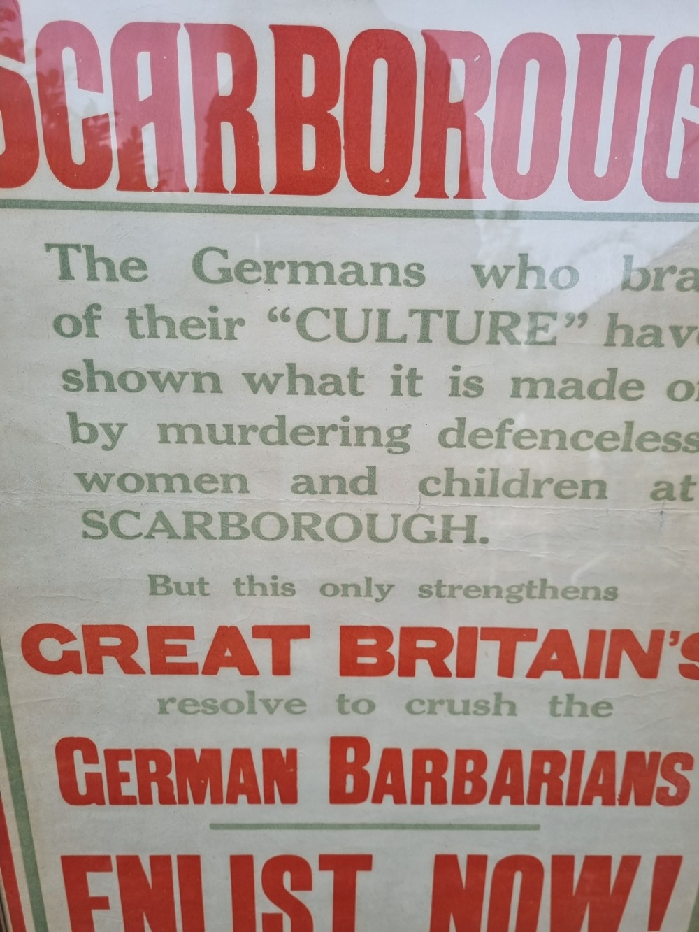  ORIGINAL WW1 RECRUITMENT POSTER CITING THE SCARBOROUGH BOMBING View II