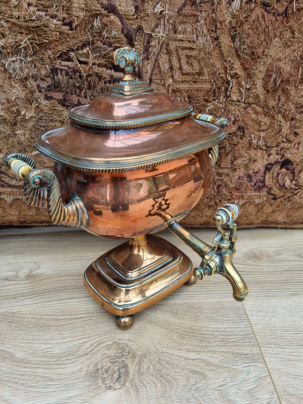 GOOD SMALL REGENCY COPPER COMPLETE SAMOVAR  View V