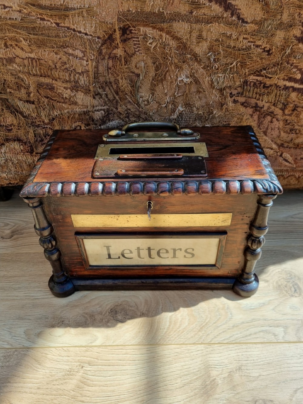 19THC COUNTRY HOUSE LARGE ROSEWOOD LETTER BOX 