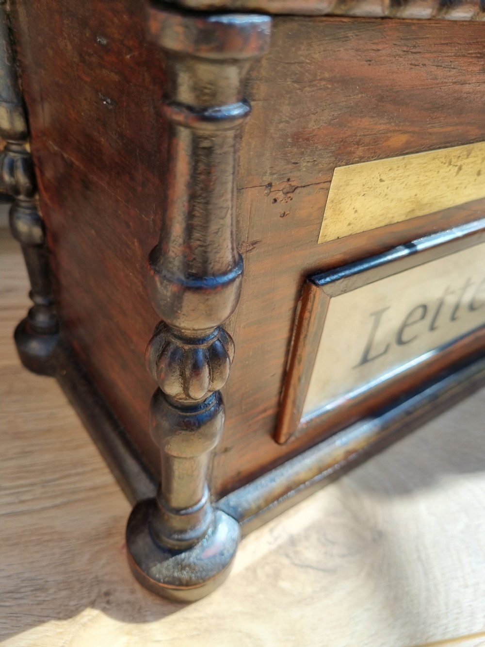 19THC COUNTRY HOUSE LARGE ROSEWOOD LETTER BOX  View III