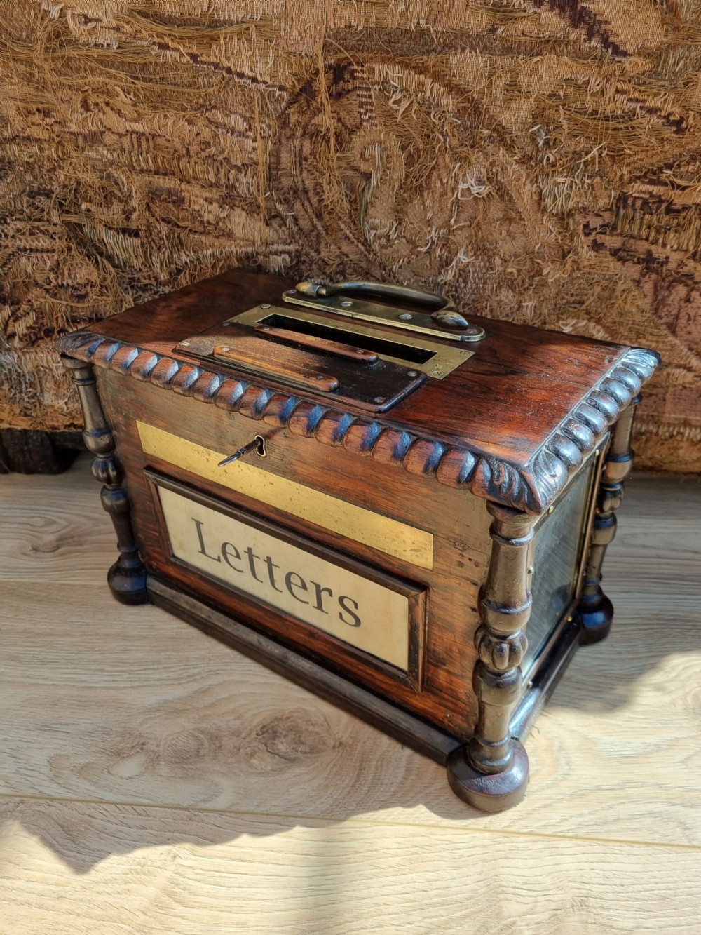 19THC COUNTRY HOUSE LARGE ROSEWOOD LETTER BOX  View VI