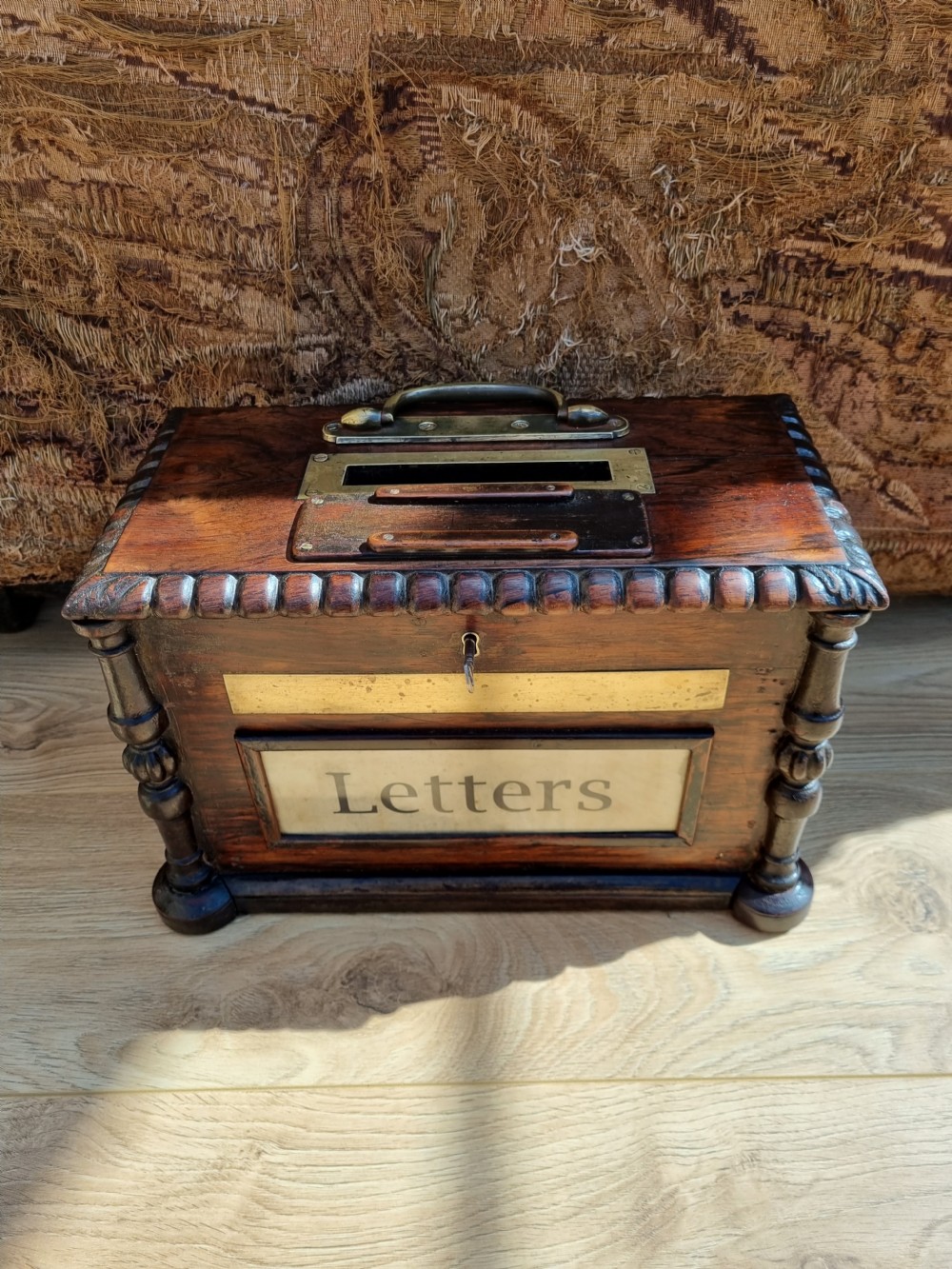 19THC COUNTRY HOUSE LARGE ROSEWOOD LETTER BOX  View VIII