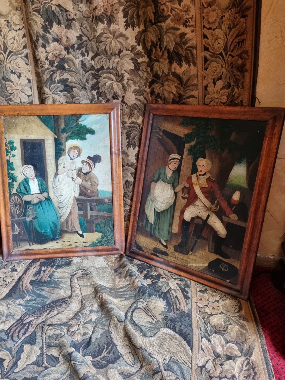 A PAIR OF LARGE 19THC  ENGLISH NAIVE PAINTINGS ON PANEL View V