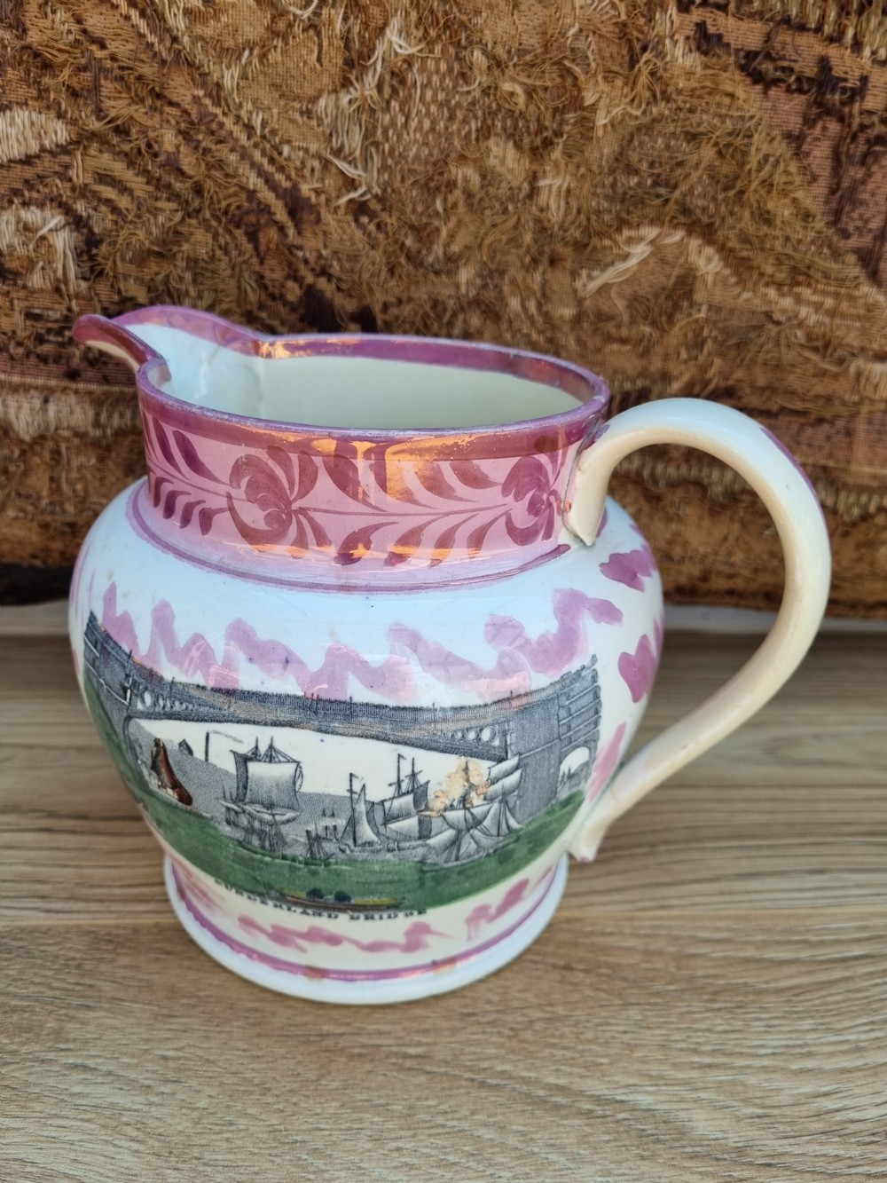 LARGE 19THC SUNDERLAND LUSTRE JUG 
 View VI
