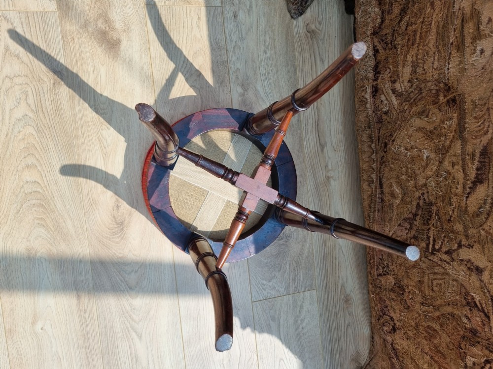 SMART REGENCY ROUND MAHOGANY STOOL. View IV