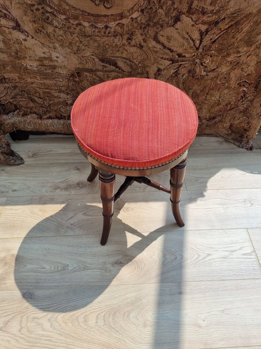 SMART REGENCY ROUND MAHOGANY STOOL. View VI
