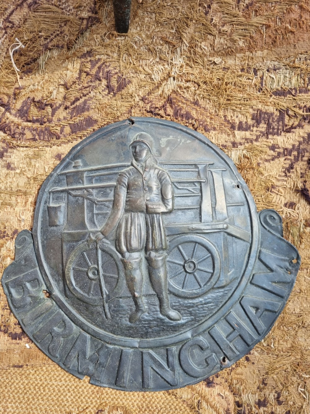 GROUP OF 4 ANTIQUE TINNED FIRE MARKS INC BIRMINGHAM